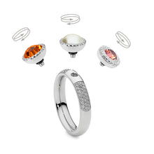 Load image into Gallery viewer, QUDO INTERCHANGEABLE BOCCONI TOP 11MM - SUN CRYSTAL - GOLD PLATED