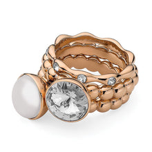 Load image into Gallery viewer, QUDO INTERCHANGEABLE BOTTONE TOP 11.5MM - WHITE EUROPEAN CRYSTAL PEARL - GOLD PLATED