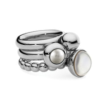 Load image into Gallery viewer, QUDO INTERCHANGEABLE BOTTONE TOP 11.5MM - WHITE EUROPEAN CRYSTAL PEARL - STAINLESS STEEL