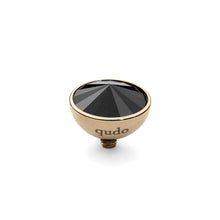 Load image into Gallery viewer, QUDO INTERCHANGEABLE BOTTONE TOP 11.5MM - JET HEMATITE EUROPEAN CRYSTAL - GOLD PLATED