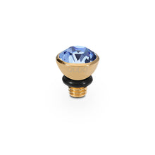 Load image into Gallery viewer, QUDO INTERCHANGEABLE BOTTONE TOP 5MM - LT SAPPHIRE CRYSTAL - GOLD PLATED
