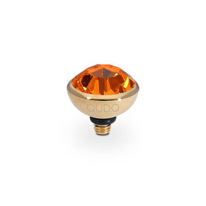 QUDO INTERCHANGEABLE BOTTONE TOP 10MM - SUN ORANGE CRYSTAL - GOLD PLATED