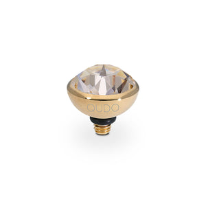 QUDO INTERCHANGEABLE BOTTONE TOP 10MM - SILK PINK CRYSTAL - GOLD PLATED