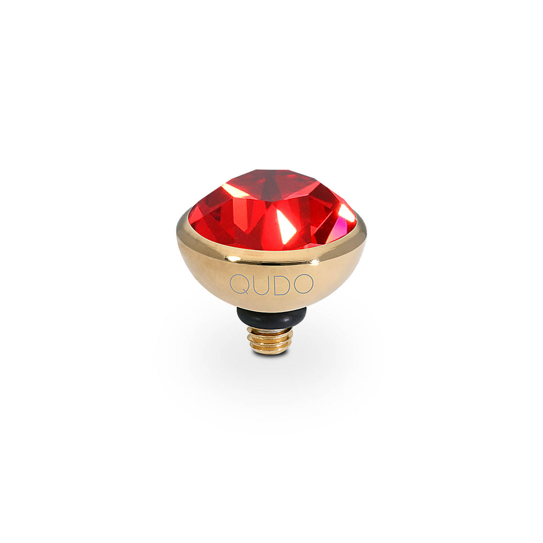 QUDO INTERCHANGEABLE BOTTONE TOP 10MM - SCARLET CRYSTAL - GOLD PLATED