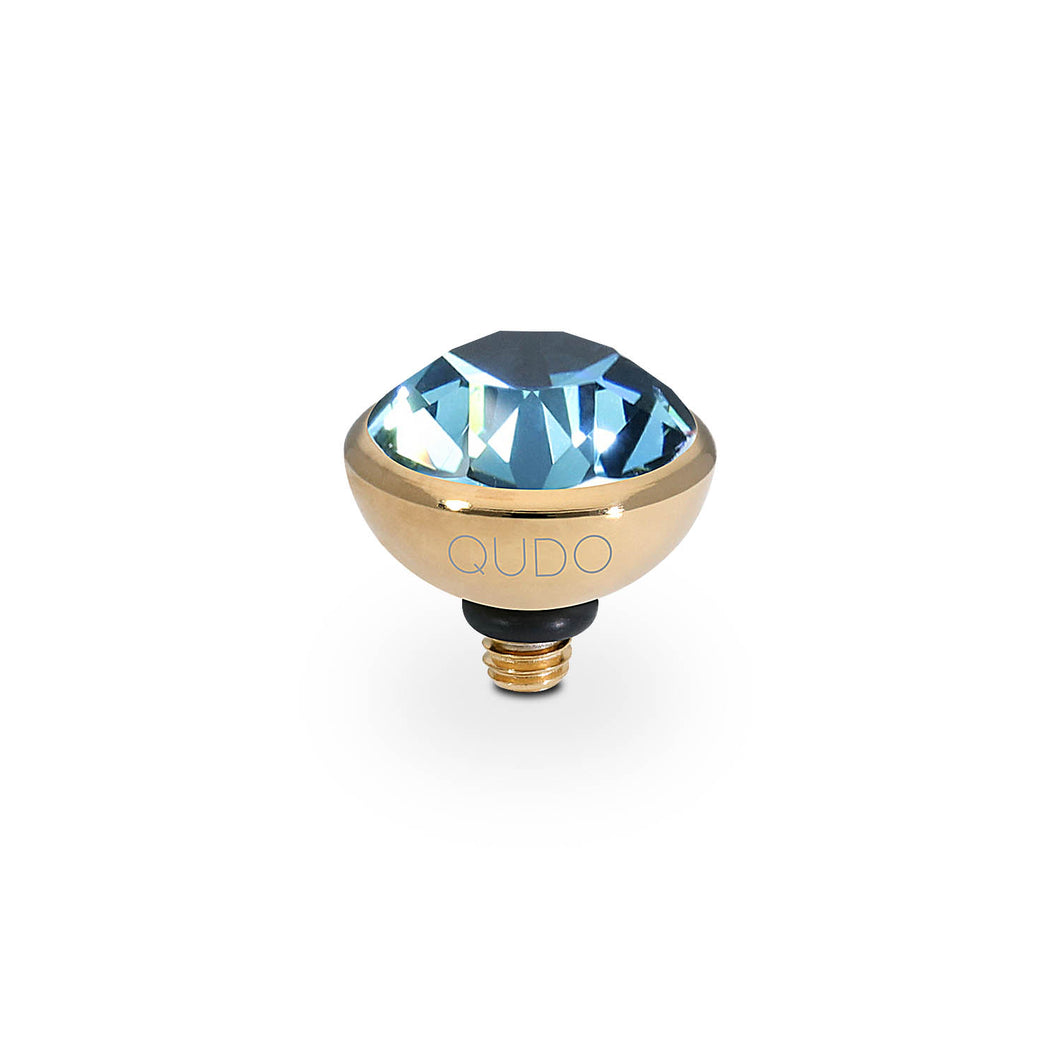 QUDO INTERCHANGEABLE BOTTONE TOP 10MM - MONTANA BLUE CRYSTAL - GOLD PLATED