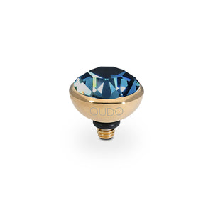 QUDO INTERCHANGEABLE BOTTONE TOP 10MM - MONTANA BLUE CRYSTAL - GOLD PLATED