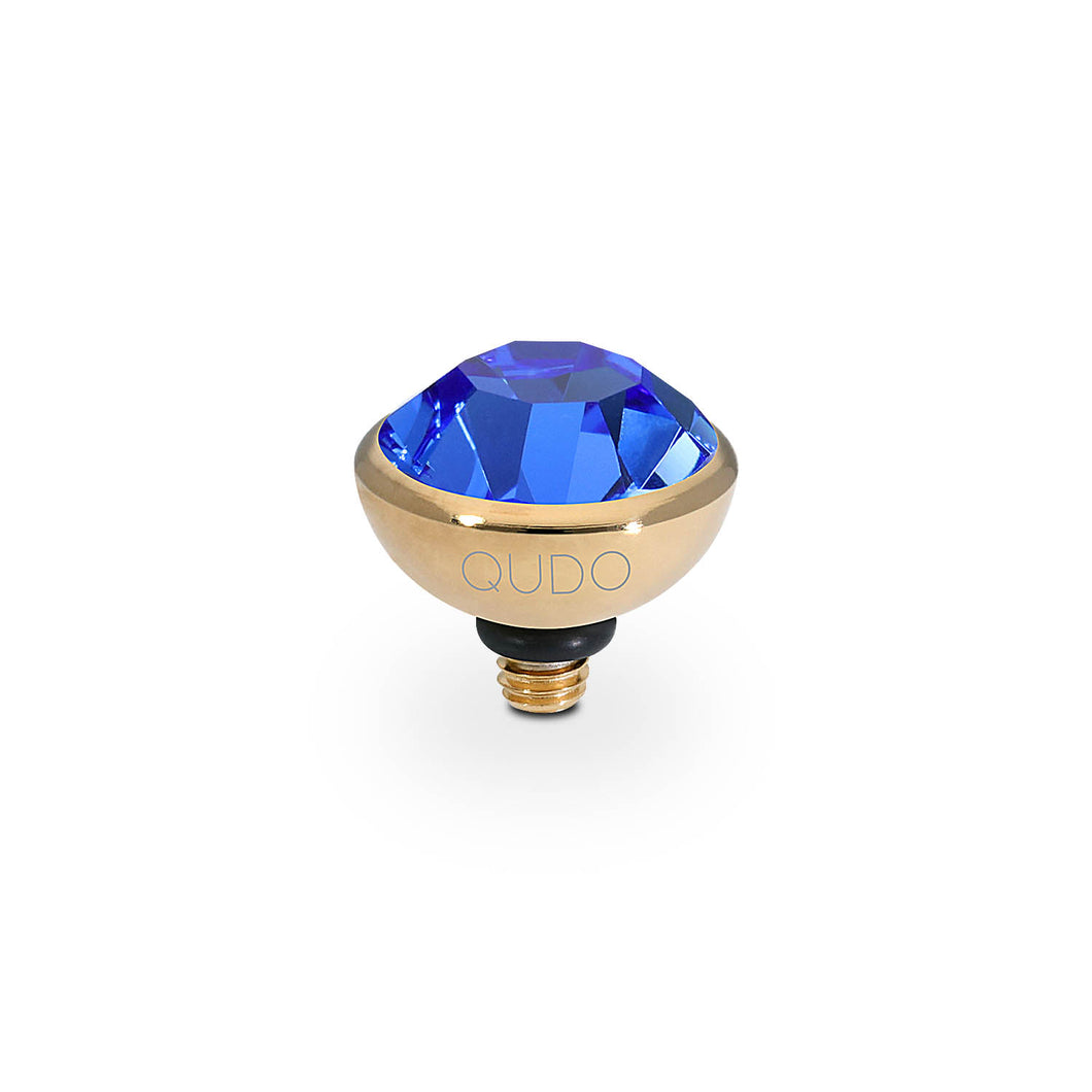 QUDO INTERCHANGEABLE BOTTONE TOP 10MM - SAPPHIRE CRYSTAL - GOLD PLATED