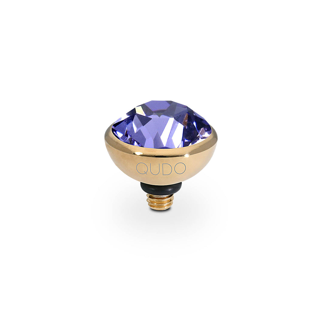 QUDO INTERCHANGEABLE BOTTONE TOP 10MM - TANZANITE CRYSTAL - GOLD PLATED