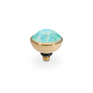 QUDO INTERCHANGEABLE BOTTONE TOP 10MM - SILKY SAGE DELITE CRYSTAL - GOLD PLATED