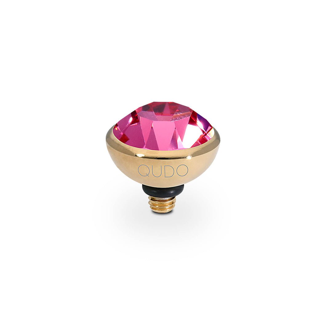 QUDO INTERCHANGEABLE BOTTONE TOP 10MM - ROSE CRYSTAL - GOLD PLATED
