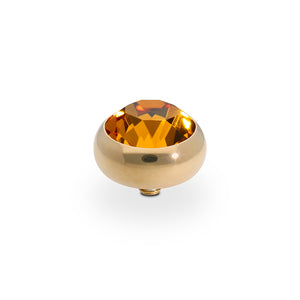 QUDO INTERCHANGEABLE SESTO TOP 10MM - TOPAZ CRYSTAL - GOLD PLATED