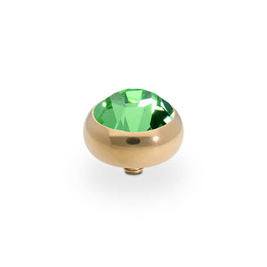 QUDO INTERCHANGEABLE SESTO TOP 10MM - PERIDOT CRYSTAL - GOLD PLATED