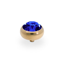 Load image into Gallery viewer, QUDO INTERCHANGEABLE SESTO TOP 10MM - DK SAPPHIRE CRYSTAL - GOLD PLATED
