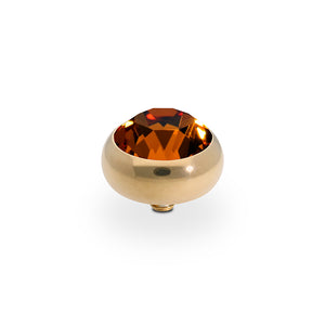 QUDO INTERCHANGEABLE SESTO TOP 10MM - SMOKED TOPAZ CRYSTAL - GOLD PLATED