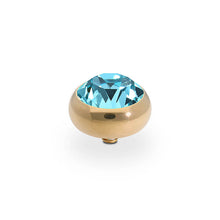 Load image into Gallery viewer, QUDO INTERCHANGEABLE SESTO TOP 10MM - LIGHT TURQUOISE CRYSTAL - GOLD PLATED
