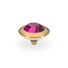 Load image into Gallery viewer, QUDO INTERCHANGEABLE TONDO TOP 13MM - FUCHSIA CRYSTAL - GOLD PLATED
