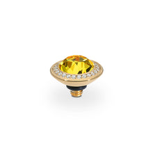 Load image into Gallery viewer, QUDO INTERCHANGEABLE TONDO DELUXE TOP 9MM - LT TOPAZ CRYSTAL - GOLD PLATED
