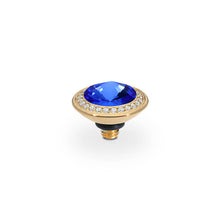 Load image into Gallery viewer, QUDO INTERCHANGEABLE TONDO DELUXE TOP 9MM - SAPPHIRE CRYSTAL - GOLD PLATED
