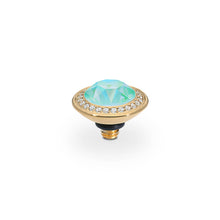 Load image into Gallery viewer, QUDO INTERCHANGEABLE TONDO DELUXE TOP 9MM - SILKY SAGE DELITE CRYSTAL - GOLD PLATED
