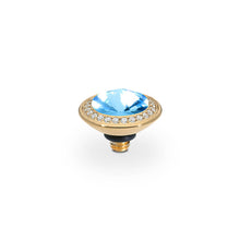 Load image into Gallery viewer, QUDO INTERCHANGEABLE TONDO DELUXE TOP 9MM - AQUAMARINE CRYSTAL - GOLD PLATED
