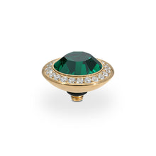 Load image into Gallery viewer, QUDO INTERCHANGEABLE TONDO DELUXE TOP 13MM - EMERALD CRYSTAL - GOLD PLATED
