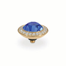 Load image into Gallery viewer, QUDO INTERCHANGEABLE TONDO DELUXE TOP 13MM - SAPPHIRE CRYSTAL - GOLD PLATED
