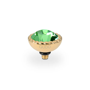 QUDO INTERCHANGEABLE BOCCONI TOP 11MM - PERIDOT CRYSTAL - GOLD PLATED
