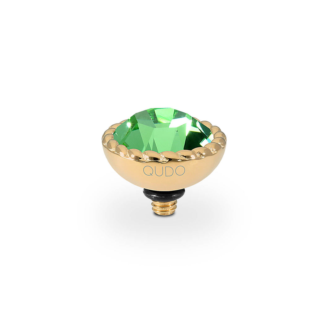 QUDO INTERCHANGEABLE BOCCONI TOP 11MM - PERIDOT CRYSTAL - GOLD PLATED