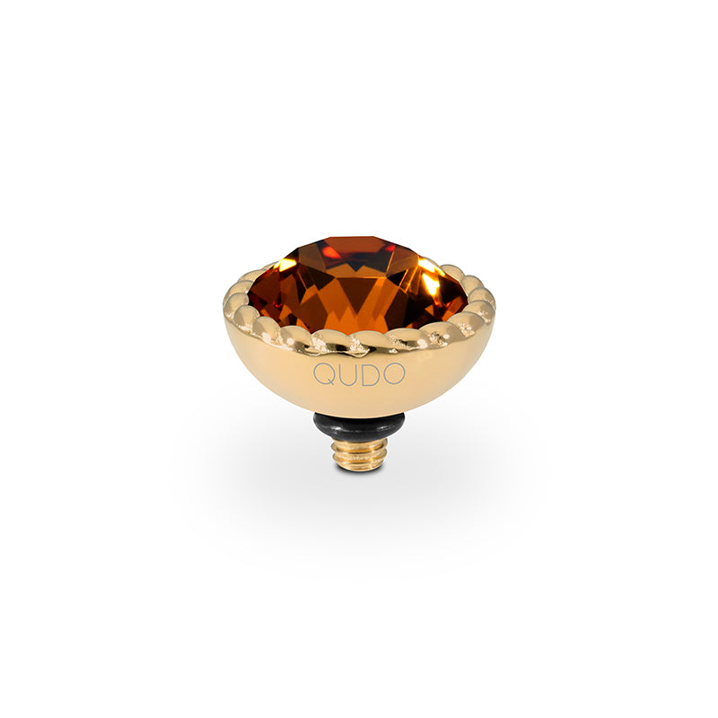 QUDO INTERCHANGEABLE BOCCONI TOP 11MM - SMOKED TOPAZ CRYSTAL - GOLD PLATED