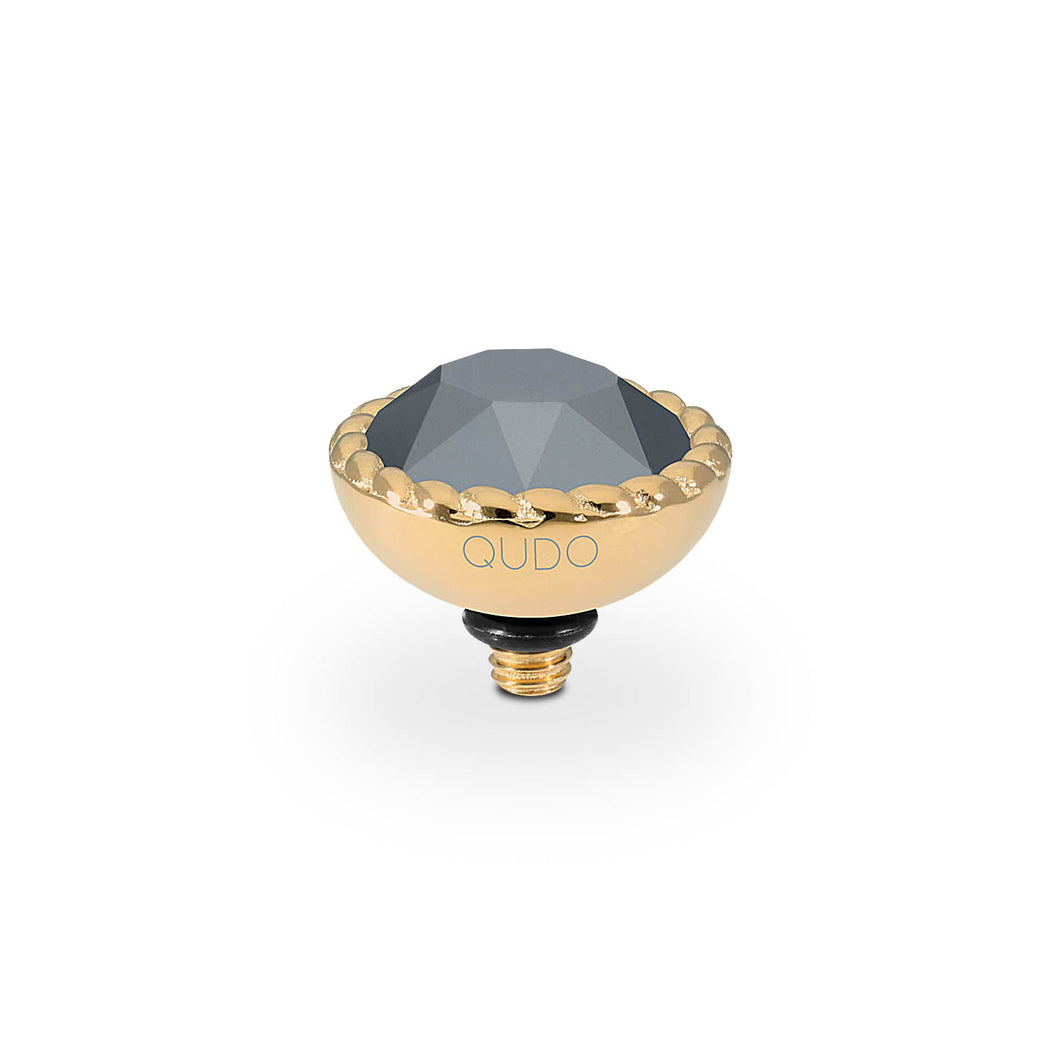 QUDO INTERCHANGEABLE BOCCONI TOP 11MM - JET HAEMATITE CRYSTAL - GOLD PLATED