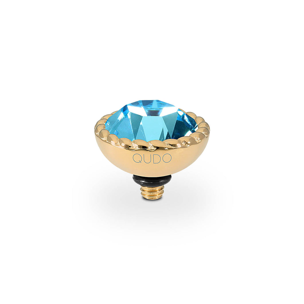 QUDO INTERCHANGEABLE BOCCONI TOP 11MM - AQUAMARINE CRYSTAL - GOLD PLATED