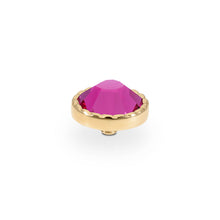 Load image into Gallery viewer, QUDO INTERCHANGEABLE BOCCONI FLAT TOP 9MM - FUCHSIA CRYSTAL - GOLD PLATED
