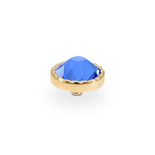Load image into Gallery viewer, QUDO INTERCHANGEABLE BOCCONI FLAT TOP 9MM - SAPPHIRE CRYSTAL - GOLD PLATED
