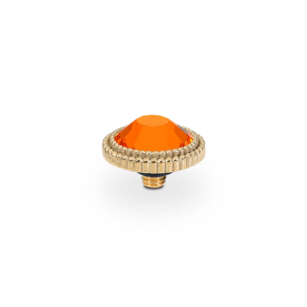 QUDO INTERCHANGEABLE FABERO FLAT TOP 10MM - SUN ORANGE CRYSTAL - GOLD PLATED