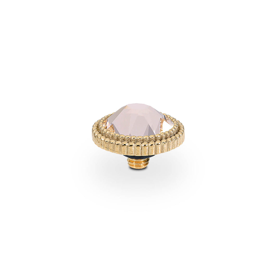 QUDO INTERCHANGEABLE FABERO FLAT TOP 10MM - SILKY PINK CRYSTAL - GOLD PLATED