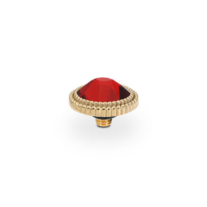 QUDO INTERCHANGEABLE FABERO FLAT TOP 10MM - SCARLET CRYSTAL - GOLD PLATED