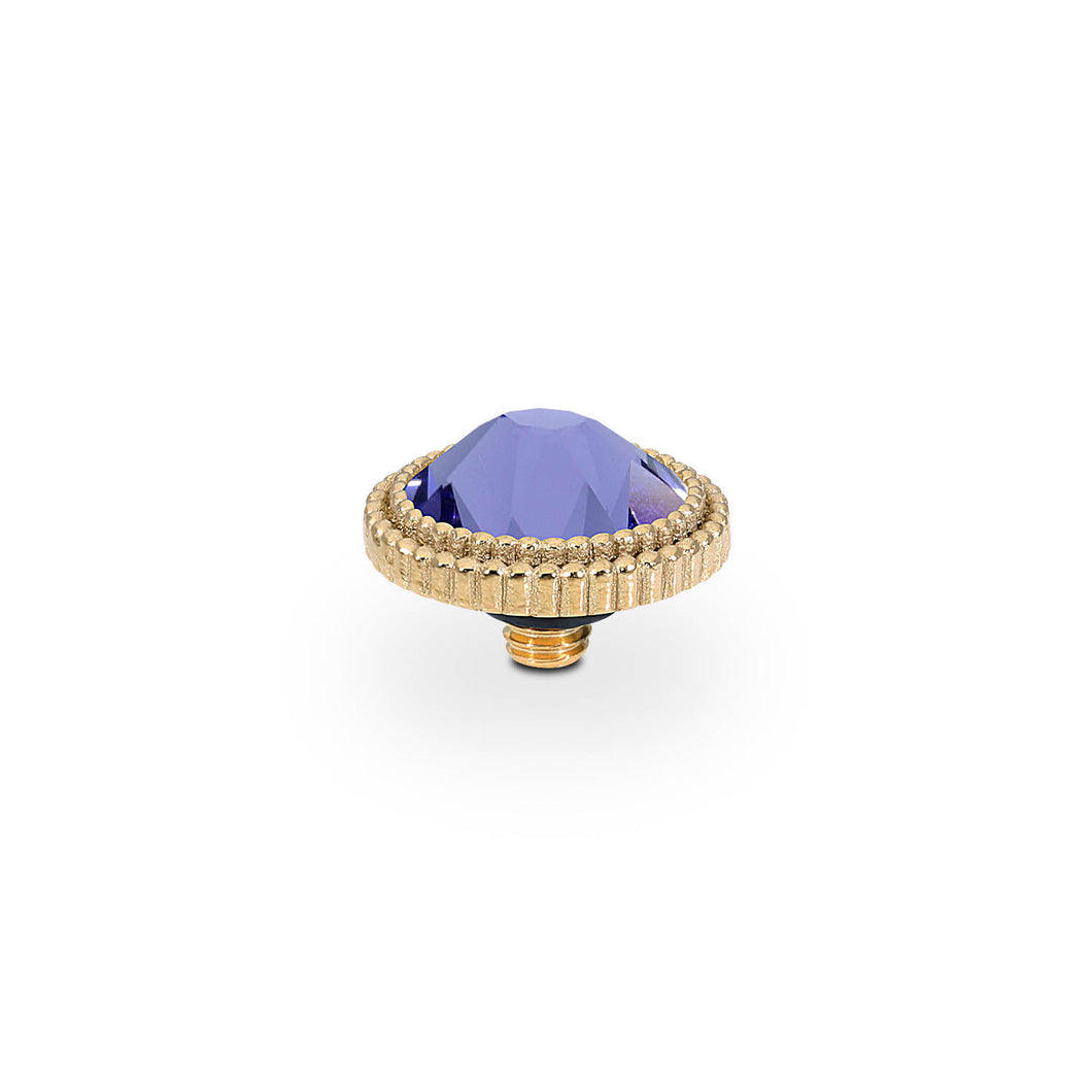 QUDO INTERCHANGEABLE FABERO FLAT TOP 10MM - TANZANITE CRYSTAL - GOLD PLATED