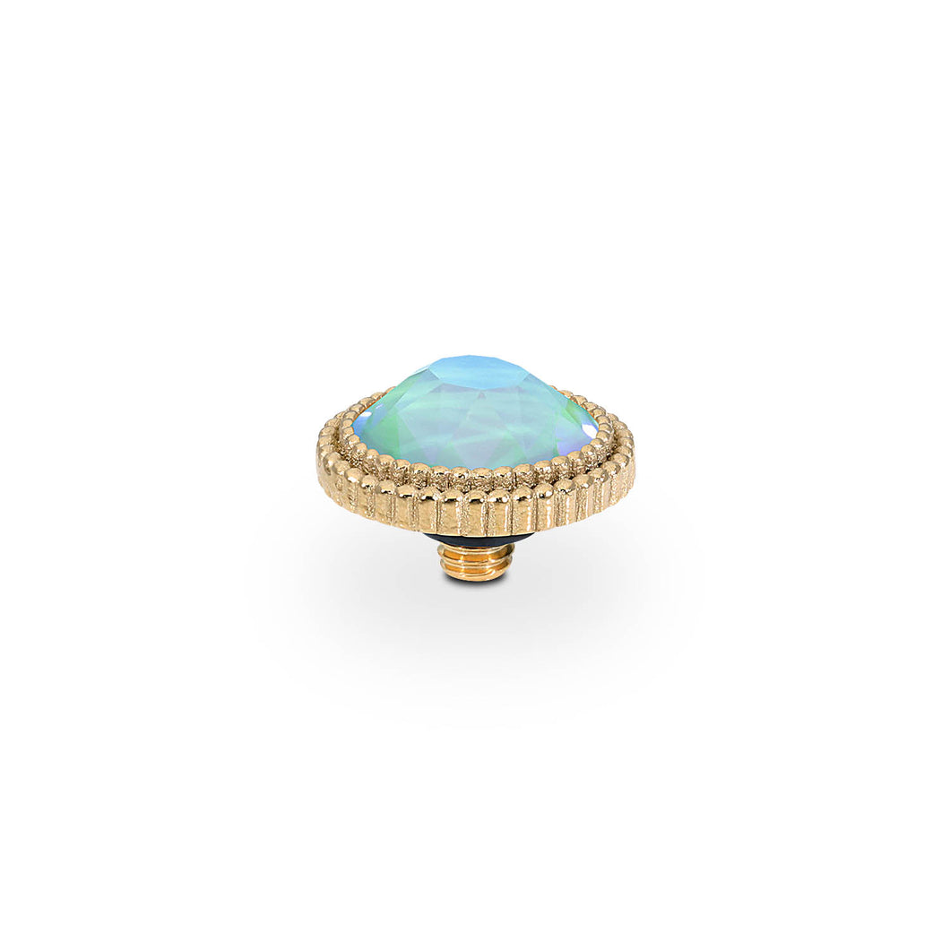 QUDO INTERCHANGEABLE FABERO FLAT TOP 10MM - SILKY SAGE DELITE CRYSTAL - GOLD PLATED