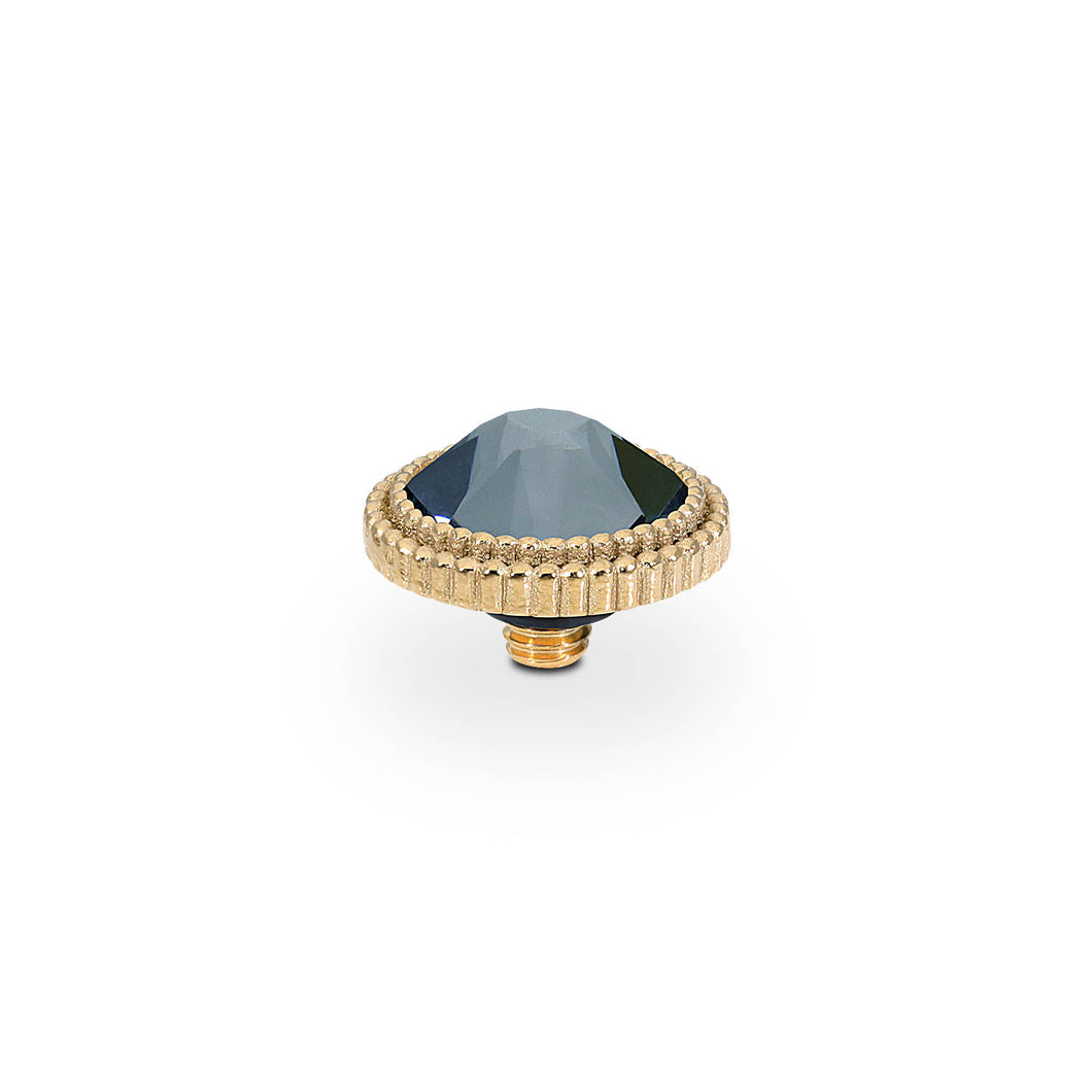 QUDO INTERCHANGEABLE FABERO FLAT TOP 10MM - JET HAEMATITE CRYSTAL - GOLD PLATED