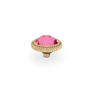 QUDO INTERCHANGEABLE FABERO FLAT TOP 10MM - ROSE CRYSTAL - GOLD PLATED