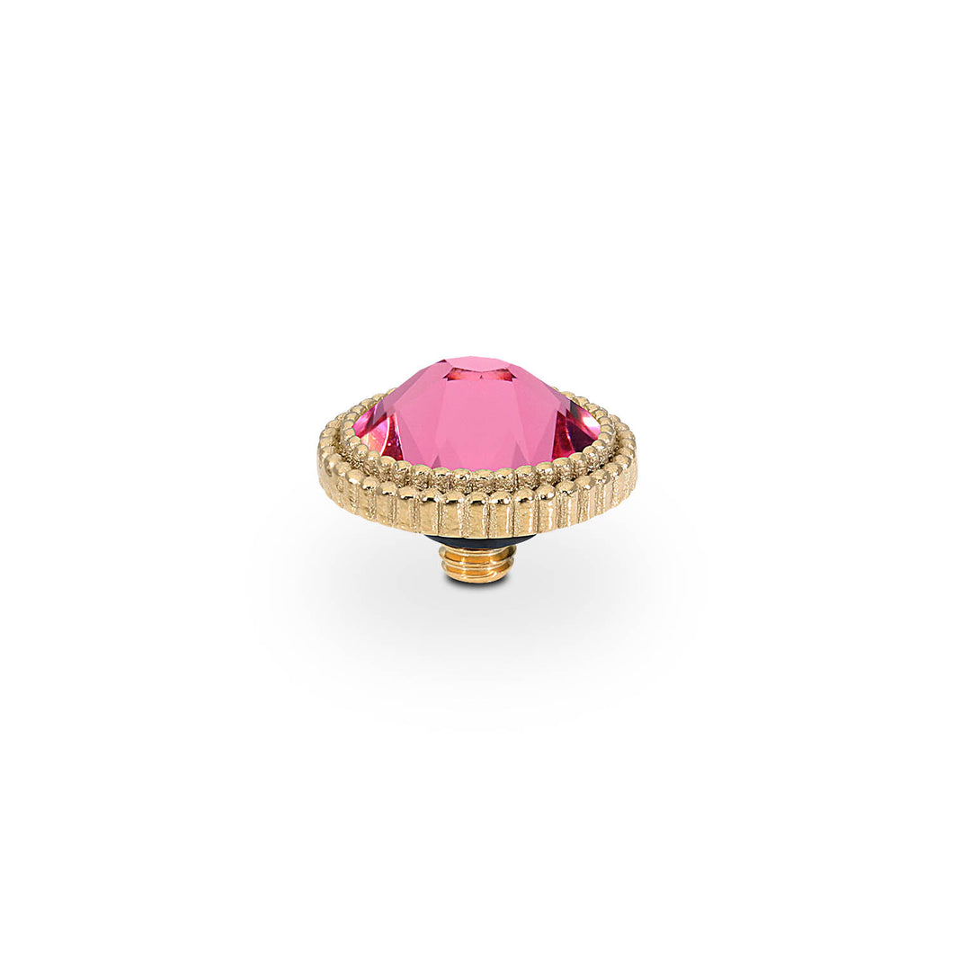 QUDO INTERCHANGEABLE FABERO FLAT TOP 10MM - ROSE CRYSTAL - GOLD PLATED