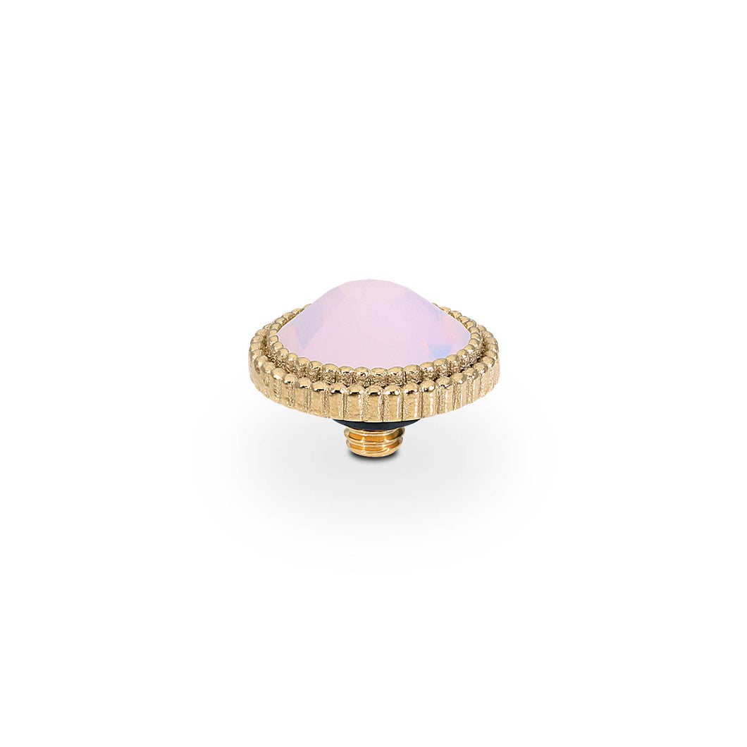 QUDO INTERCHANGEABLE FABERO FLAT TOP 10MM - ROSE OPAL CRYSTAL - GOLD PLATED