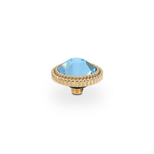 QUDO INTERCHANGEABLE FABERO FLAT TOP 10MM - AQUAMARINE CRYSTAL - GOLD PLATED