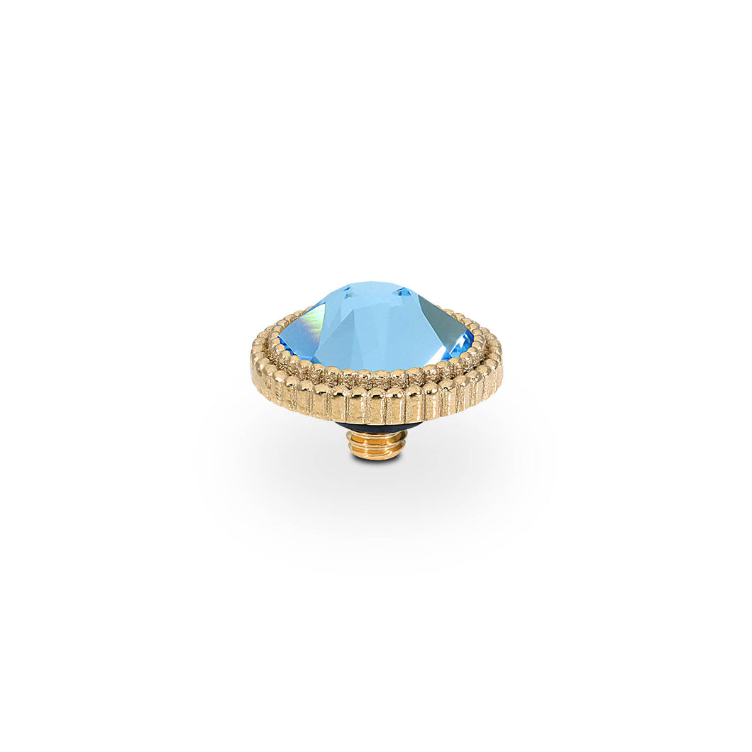 QUDO INTERCHANGEABLE FABERO FLAT TOP 10MM - AQUAMARINE CRYSTAL - GOLD PLATED