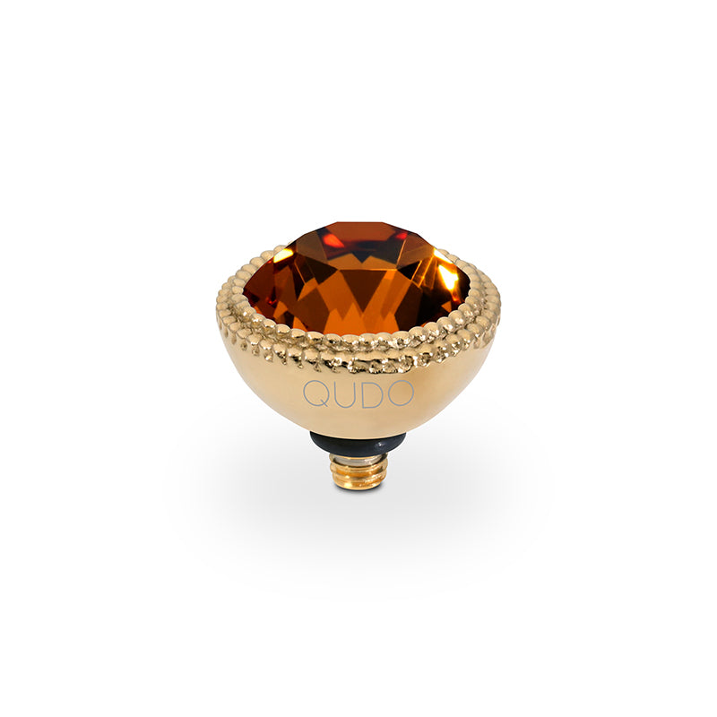 QUDO INTERCHANGEABLE FABERO TOP 11MM - SMOKED TOPAZ CRYSTAL - GOLD PLATED
