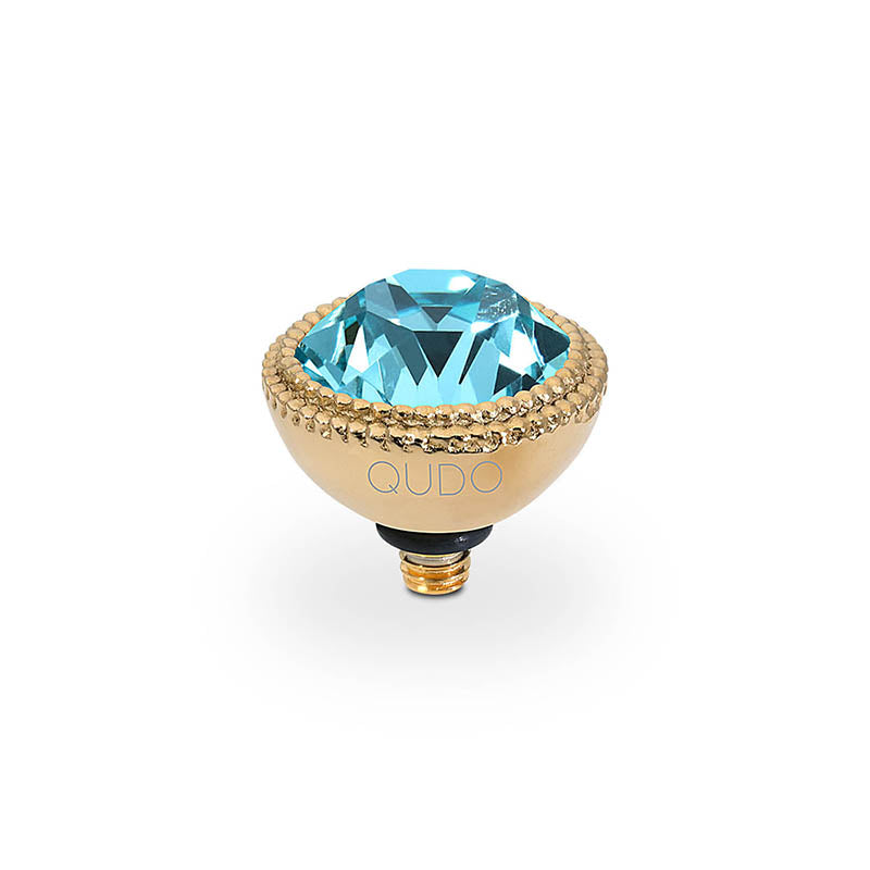 QUDO INTERCHANGEABLE FABERO TOP 11MM - LIGHT TURQUOISE CRYSTAL - GOLD PLATED