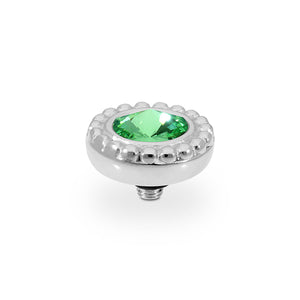 QUDO INTERCHANGEABLE GHIARE TOP 11MM - PERIDOT GREEN CRYSTAL - STAINLESS STEEL