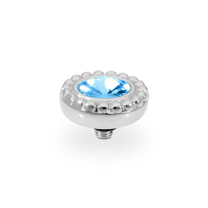 QUDO INTERCHANGEABLE GHIARE TOP 11MM - AQUAMARINE CRYSTAL - STAINLESS STEEL