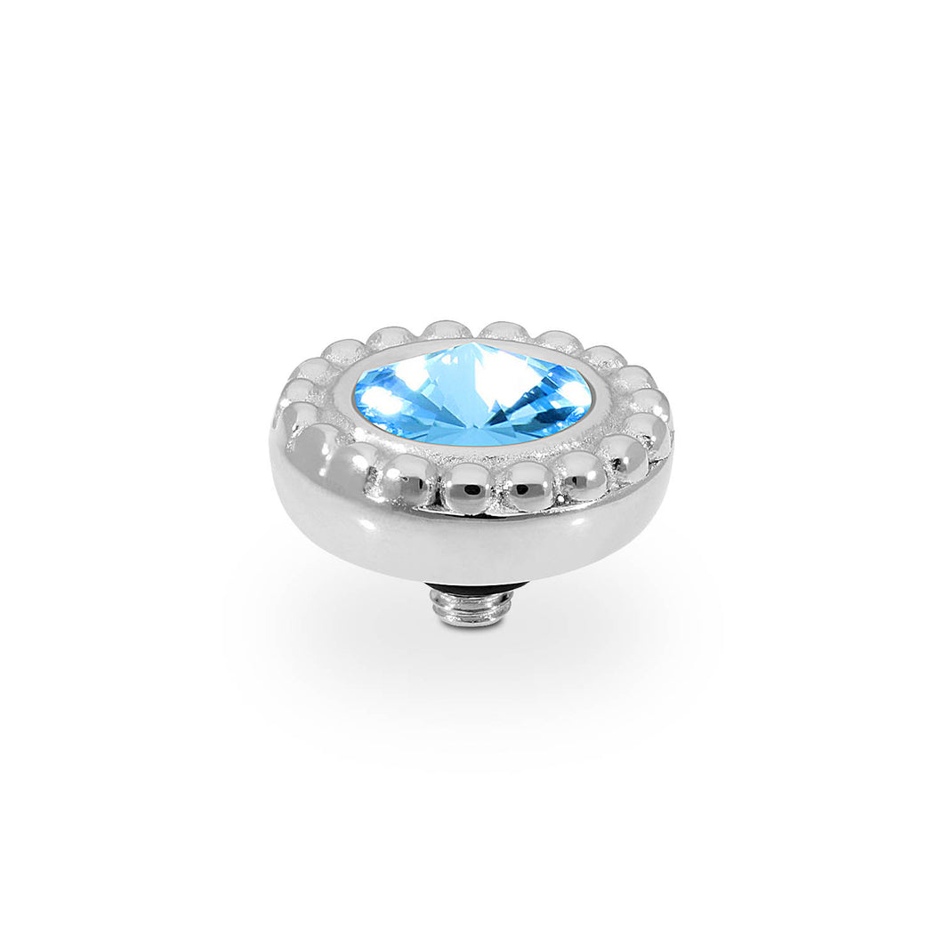 QUDO INTERCHANGEABLE GHIARE TOP 11MM - AQUAMARINE CRYSTAL - STAINLESS STEEL