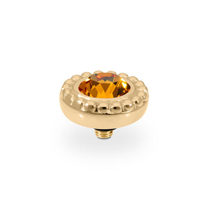 QUDO INTERCHANGEABLE GHIARE TOP 11MM - TOPAZ CRYSTAL - GOLD PLATED